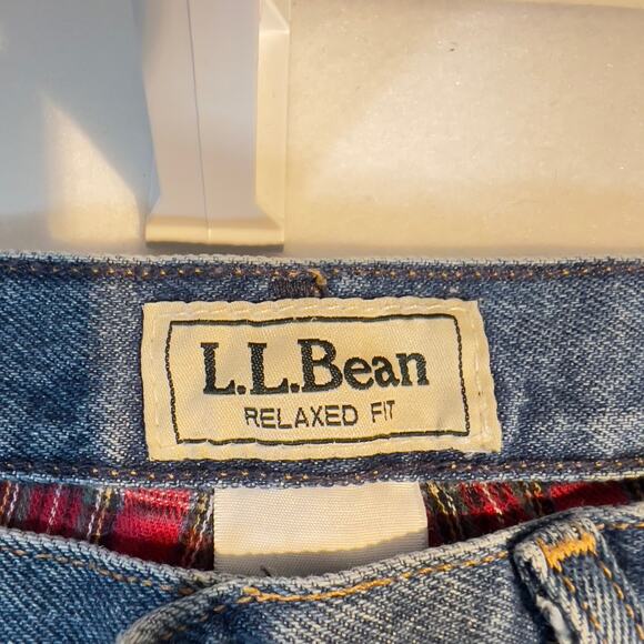 L.L. Bean Flannel Lined Jeans Woman 12 Reg Relaxed Fit W32 L30 100% Cotton COLD - Picture 14 of 15